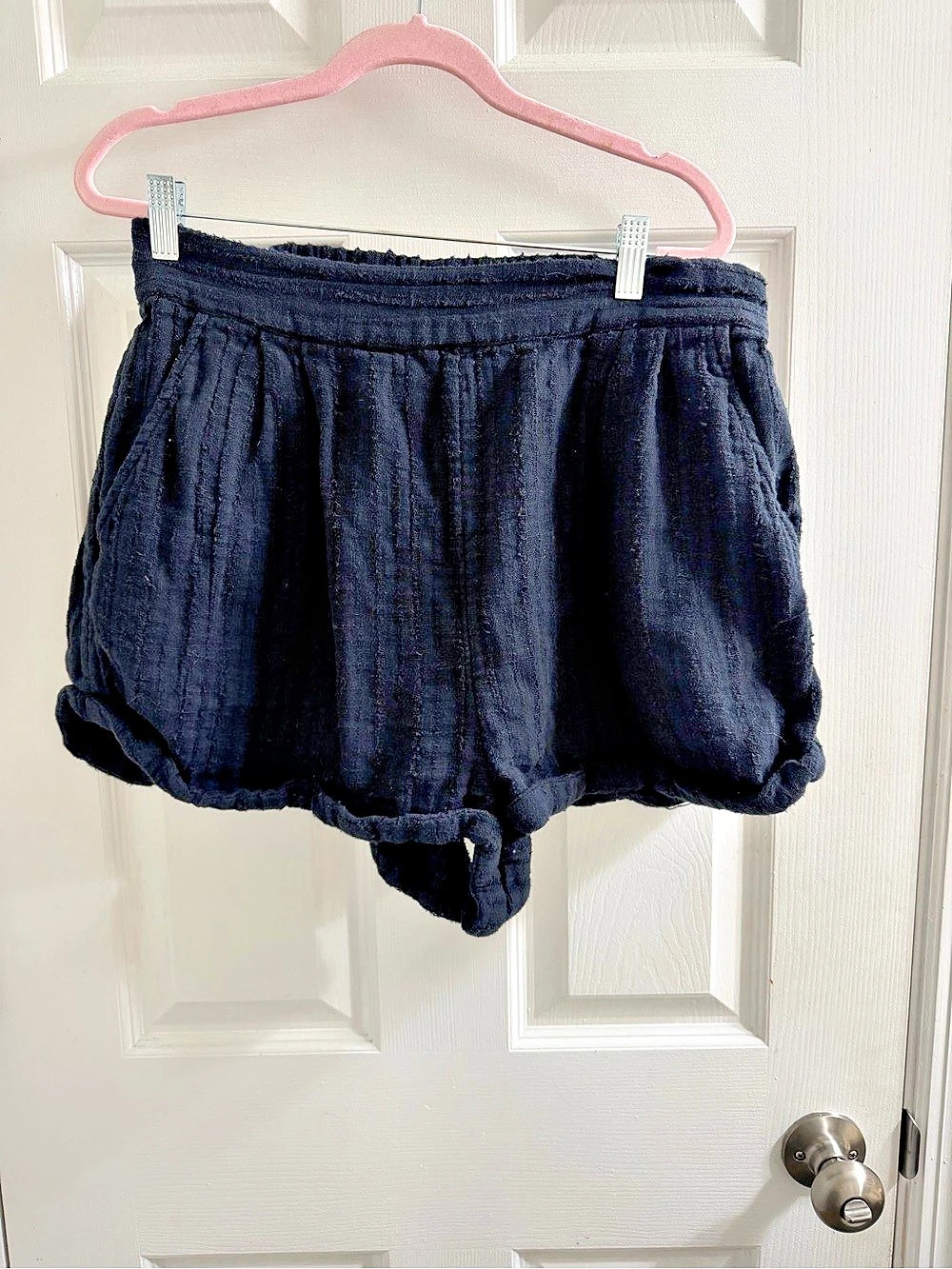 Free People High Tide Terry Shorts Black High Waist XL